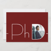 Modern Burgundy White Photo PhD Afstuderen Kaart (Achterkant)