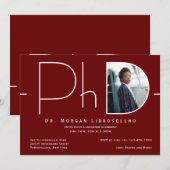 Modern Burgundy White Photo PhD Afstuderen Kaart (Voorkant / Achterkant)