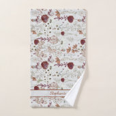 Modern Burgundy Wildflowers | Elegant Boho Floral  Bad Handdoek (Handdoek)
