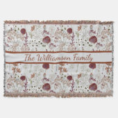 Modern Burgundy Wildflowers | Elegant Boho Floral  Deken (Voorkant)