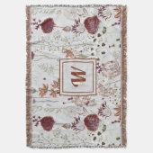 Modern Burgundy Wildflowers | Elegant Boho Floral Deken (Voorkant Verticaal)