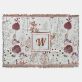 Modern Burgundy Wildflowers | Elegant Boho Floral Deken (Voorkant)