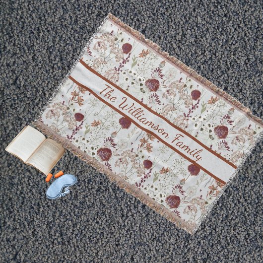 Modern Burgundy Wildflowers | Elegant Boho Floral  Deken