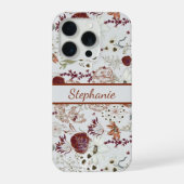 Modern Burgundy Wildflowers | Elegant Boho Floral iPhone Hoesje (Achterkant)