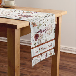 Modern Burgundy Wildflowers | Elegant Boho Floral  Korte Tafelloper