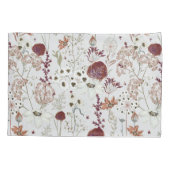 Modern Burgundy Wildflowers | Elegant Boho Floral Kussensloop (Achterkant)