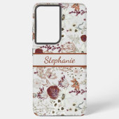 Modern Burgundy Wildflowers | Elegant Boho Floral  Samsung Galaxy Hoesje (Achterkant)