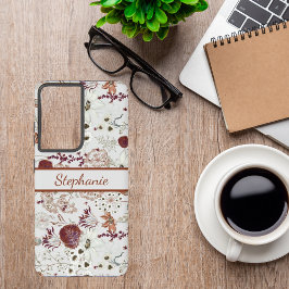 Modern Burgundy Wildflowers | Elegant Boho Floral  Samsung Galaxy Hoesje