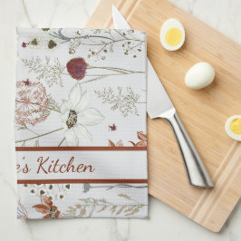 Modern Burgundy Wildflowers | Elegant Boho Floral  Theedoek