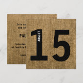 Modern Burlap Bachelor of Birthday Kaart (Voorkant / Achterkant)