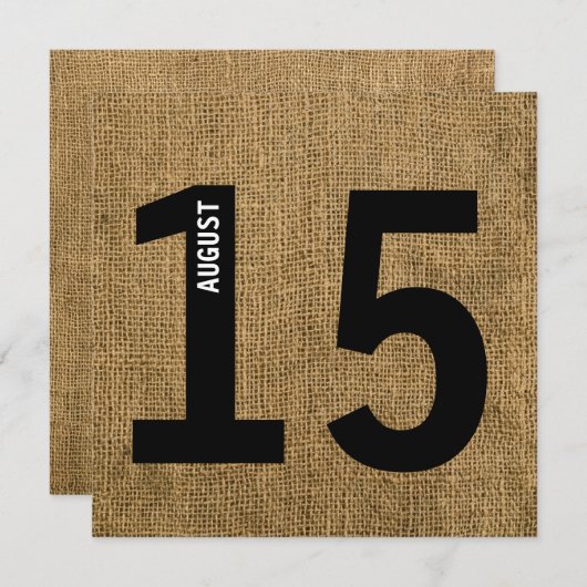 Modern Burlap Bachelor of Birthday Kaart (Voorkant / Achterkant)