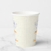 Modern Burlap Blue Sinaasappel pompoen Baby shower Papieren Bekers (Rechts)