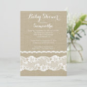 Modern Burlap & Lace Baby shower Invitation Kaart (Staand voorkant)