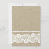Modern Burlap & Lace Baby shower Invitation Kaart (Achterkant)