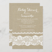 Modern Burlap & Lace Baby shower Invitation Kaart (Voorkant / Achterkant)