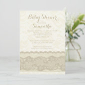 Modern Burlap & Lace Baby shower Invitation Kaart (Staand voorkant)