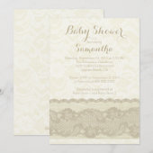 Modern Burlap & Lace Baby shower Invitation Kaart (Voorkant / Achterkant)