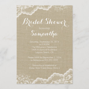 Modern Burlap & Lace Bridal Shower Kaart