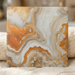 Modern Burnt Orange and Gold Liquid Marble Agate Tegeltje
