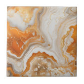 Modern Burnt Orange and Gold Liquid Marble Agate Tegeltje (Voorkant)