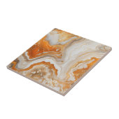 Modern Burnt Orange and Gold Liquid Marble Agate Tegeltje (Zijkant)