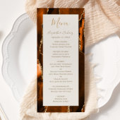 Modern Burnt Orange Gold Agate Ivory Wedding Menu