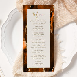 Modern Burnt Orange Gold Agate Ivory Wedding Menu