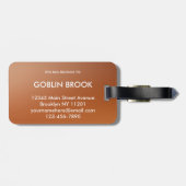 Modern Burnt Orange Metallic Monogram Brushed Bagagelabel (Achterkant horizontaal)