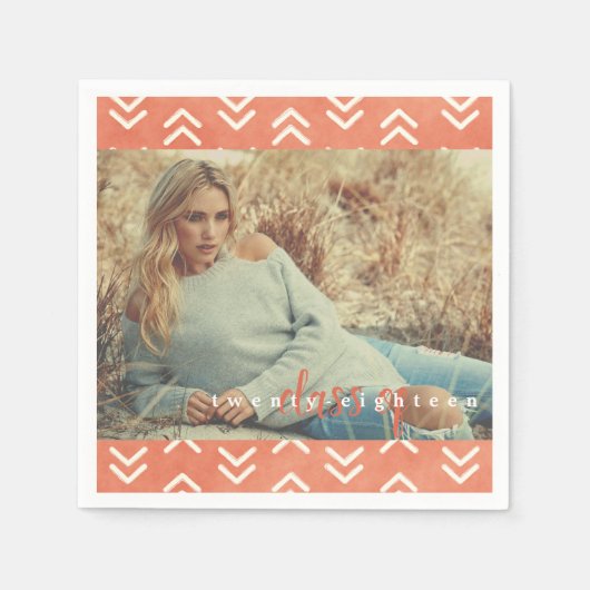 Modern Burnt Oranje Arrow Afstuderen papier Napkin Servet (Voorkant)