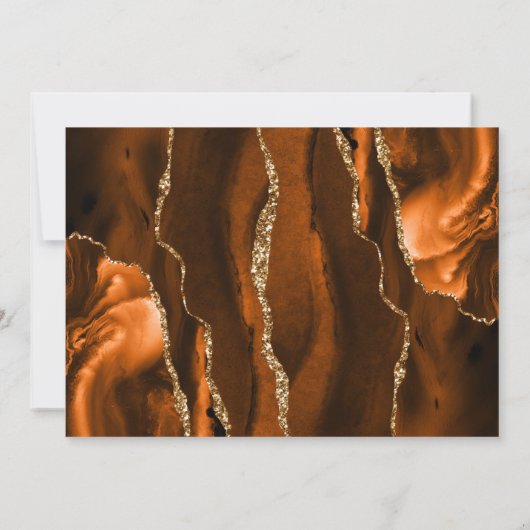 Modern Burnt Oranje Gold Agate Navy Blue Wedding Kaart (Achterkant)