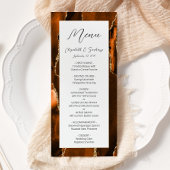 Modern Burnt Oranje Gold Agate Wedding Menu