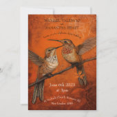 Modern Burnt Oranje Humming Birds Wedding Kaart (Voorkant)