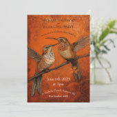 Modern Burnt Oranje Humming Birds Wedding Kaart (Staand voorkant)