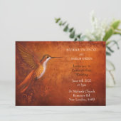 Modern Burnt Oranje Hummingbird Weddenschap Kaart (Staand voorkant)