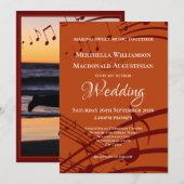 Modern Burnt Oranje Muzieknoten bruiloft Kaart (Voorkant / Achterkant)