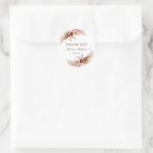 Modern Burnt Oranje Pampas Wedding Bedankt Ronde Sticker (Tas)