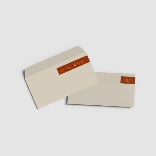 Modern Burnt Oranje Rust Wedding Return Address