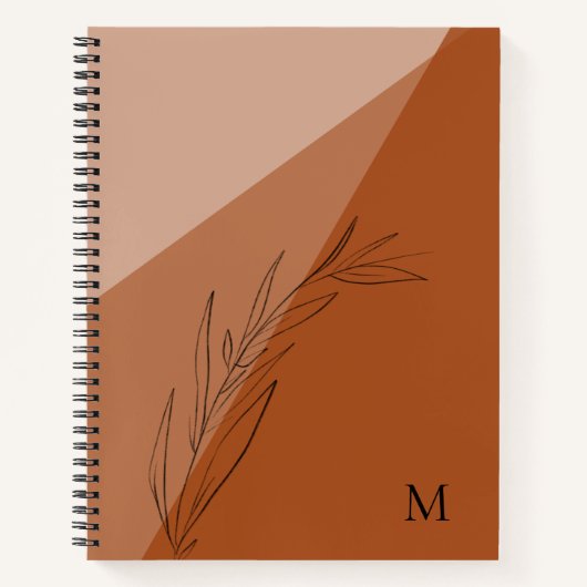 Modern Burnt Oranje Terra Cotta Monogram Notitieboek (Voorkant)
