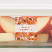 Modern Burnt Oranje Terracotta Florals Naam Labels (Aangebracht)