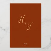 Modern Burnt Oranje Terracotta sparen de Datum Folie Uitnodiging (Achterkant)