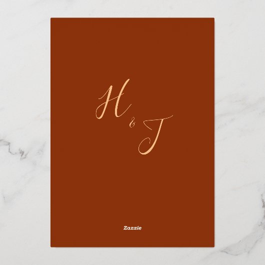 Modern Burnt Oranje Terracotta sparen de Datum Folie Uitnodiging (Achterkant)