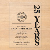 Modern Business 25th Anniversary Logo Acryl Uitnodigingen (Voorkant)