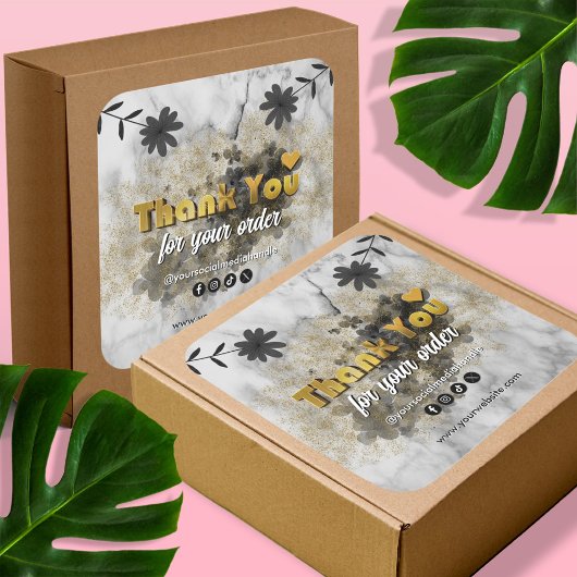 Modern Business Bedankt voor uw bestelling Gold Te Vierkante Sticker