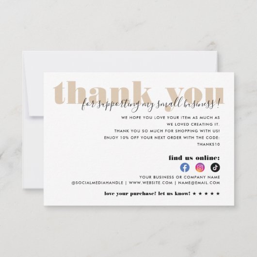 Modern Business Bedankt voor uw inkooporder Kaart (Achterkant)