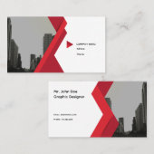 Modern Business Card Red Grey Visitekaartje (Voorkant / Achterkant)