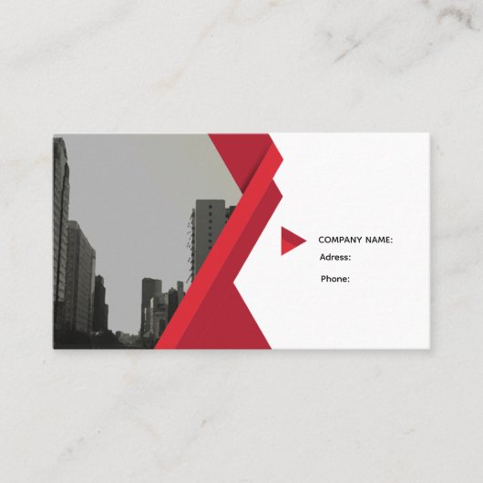 Modern Business Card Red Grey Visitekaartje (Voorkant)