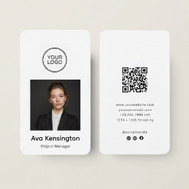 Modern Business Card with Photo & Logo Custom Visitekaartje