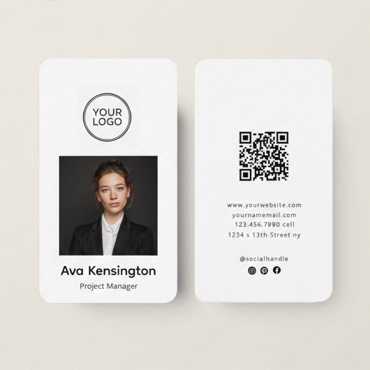 Modern Business Card with Photo & Logo Custom Visitekaartje