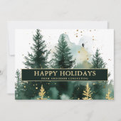 Modern Business Christmas Holiday Card Gold Green Feestdagenkaart (Voorkant)