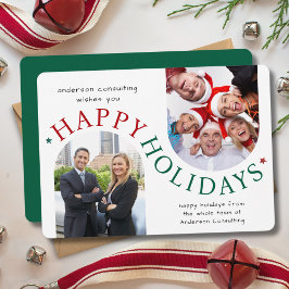 Modern Business Christmas Holiday Card Green Feestdagenkaart